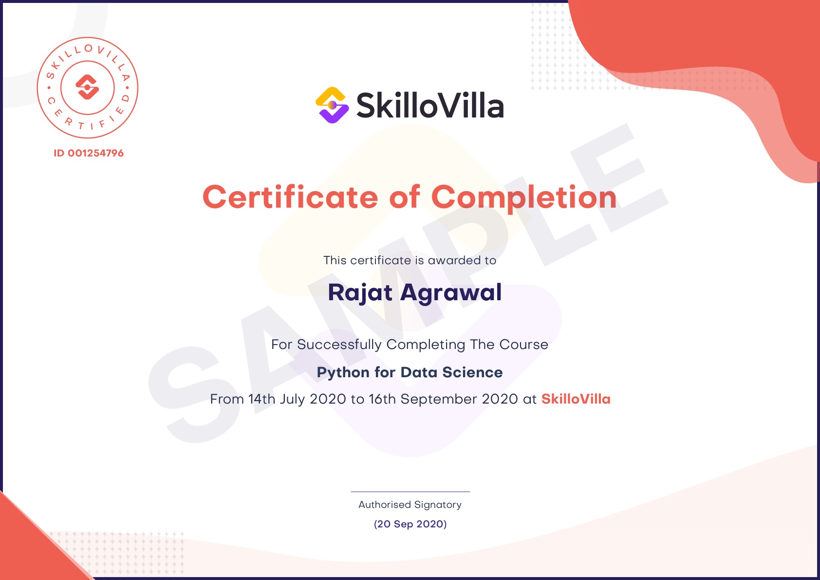 Sample Certificate